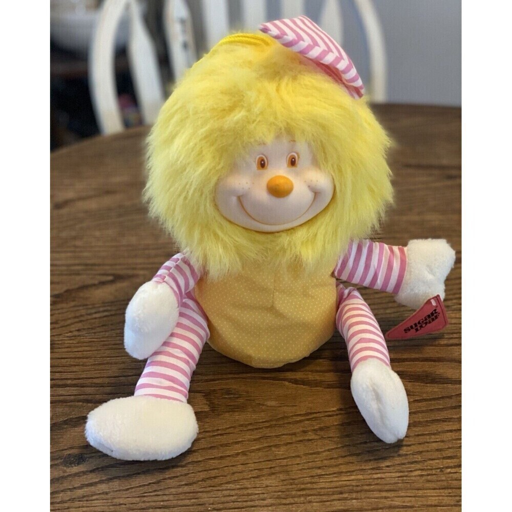 Vtg Sugar Loaf Stuffed Animal Plush Doll Yellow Fuzzy Hair Vinyl Face 1991 RARE